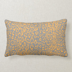 Coussin Rectangle Motif léopard en moutarde jaune et gris