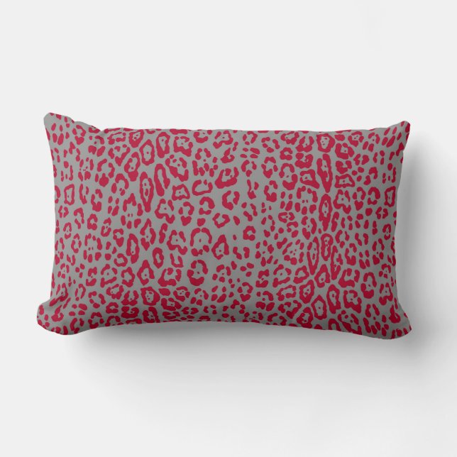 Coussin Rectangle Motif léopard en rouge et gris (Recto)