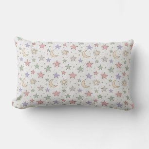 Coussin Rectangle Motif Lunaire Étoilé Fantaisiste
