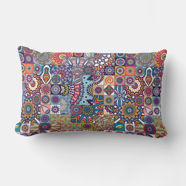 Coussin Rectangle Motif Mandala (Recto)