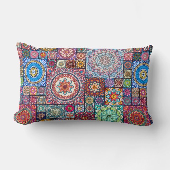 Coussin Rectangle Motif Mandala (Recto)