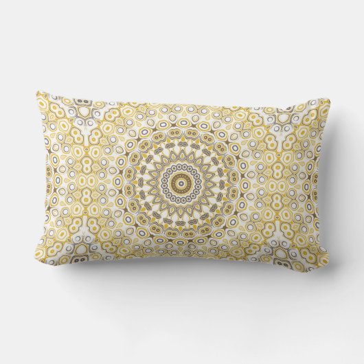 Coussin Rectangle Motif Mandala jaune or (Verso)