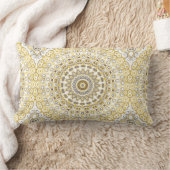 Coussin Rectangle Motif Mandala jaune or (Couverture)
