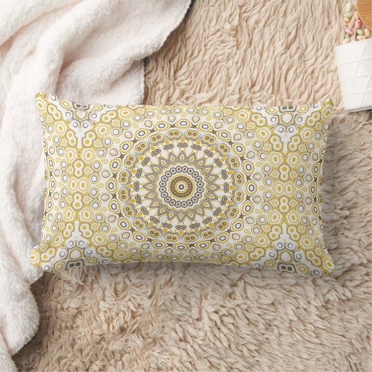 Coussin Rectangle Motif Mandala jaune or (Couverture)