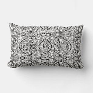 Coussin Rectangle Motif mandala noir blanc