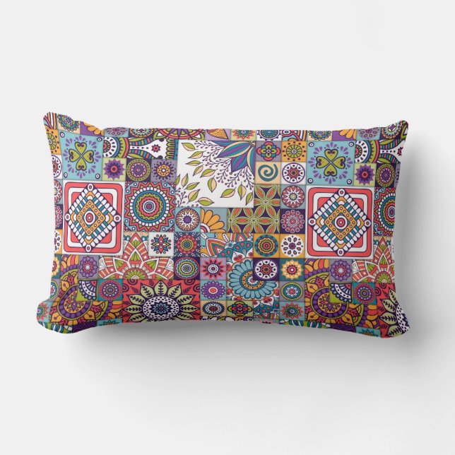 Coussin Rectangle Motif marocain en carreaux (Recto)