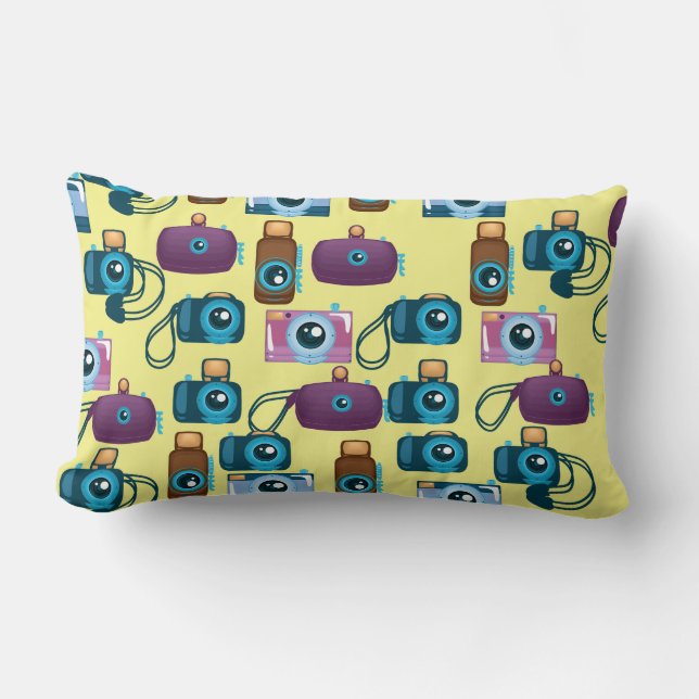 Coussin Rectangle Motif mignon d'appareils photo (Recto)