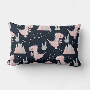 Coussin Rectangle Motif mignon et transparent avec dinosaures roses