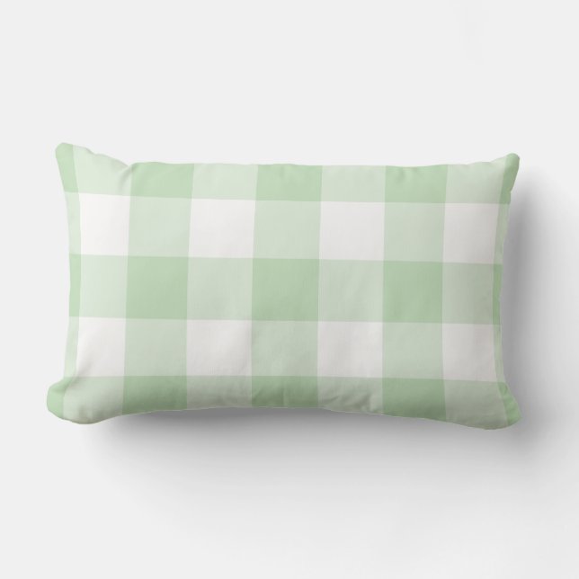 Coussin Rectangle Motif Mint Green et White En vichy (Recto)