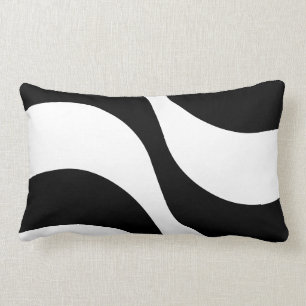 Coussin Rectangle motif moderne à rayure zébrée noire + blanche cous