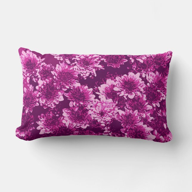 Coussin Rectangle Motif moderne de dahlia graphique, violet améthyst (Recto)