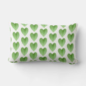 Coussin Rectangle Motif moderne de feuille de coeur vert sur blanc (Verso)