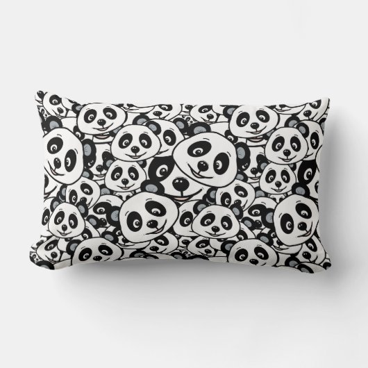 Coussin Rectangle Motif moderne de panda ours en noir et blanc migno (Recto)