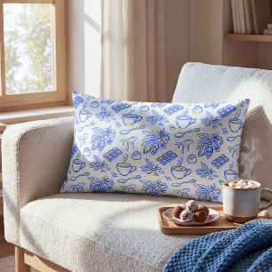 Coussin Rectangle Motif Moderne de Toile Bleue Cacao et Chocolat