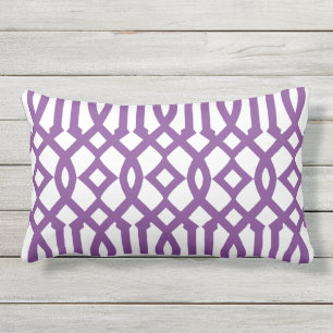 Coussin Rectangle Motif moderne de Trellis blanc et violet