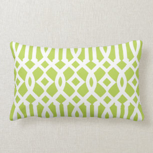 Coussin Rectangle Motif moderne Lime vert et blanc Trellis