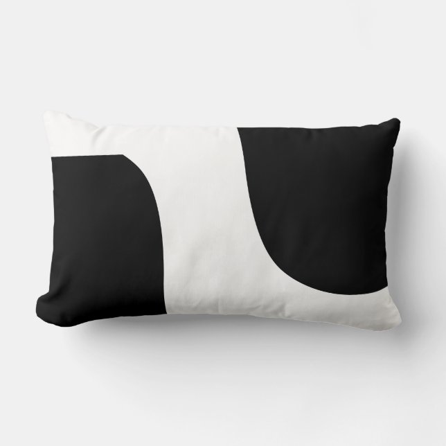 Coussin Rectangle motif moderne noir et blanc (Recto)