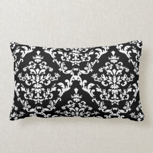 Coussin Rectangle Motif noir et blanc de damassé