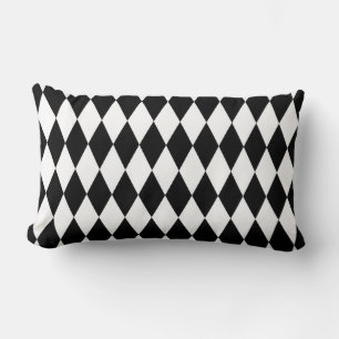 Coussin Rectangle Motif noir et blanc de harlequin de diamant