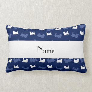 Coussin Rectangle Motif nommé personnalisé de train de bleu marine