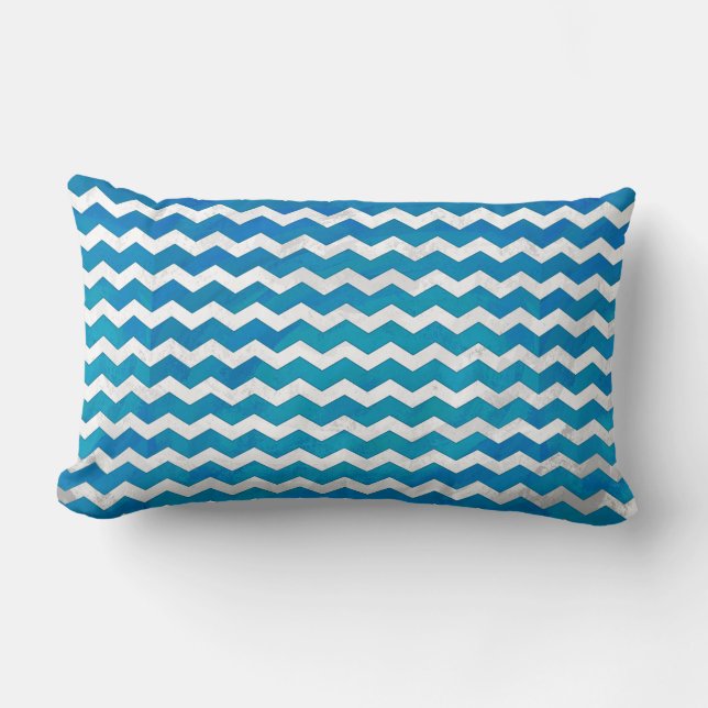 Coussin Rectangle Motif Ocean Blue Chevron (Recto)
