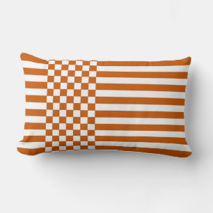 Coussin Rectangle Motif Orange & Blanc Checkers & Grilles