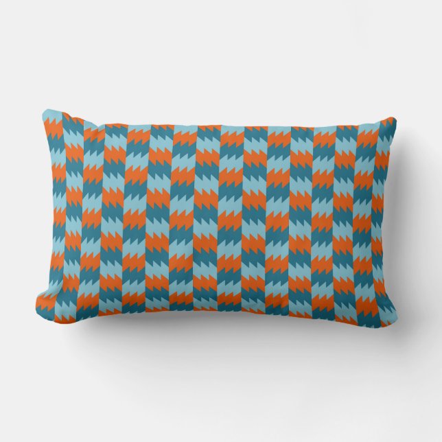 Coussin Rectangle Motif orange et turquoise (Recto)