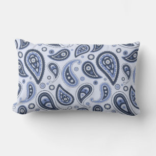 Coussin Rectangle Motif Paisley Bleu