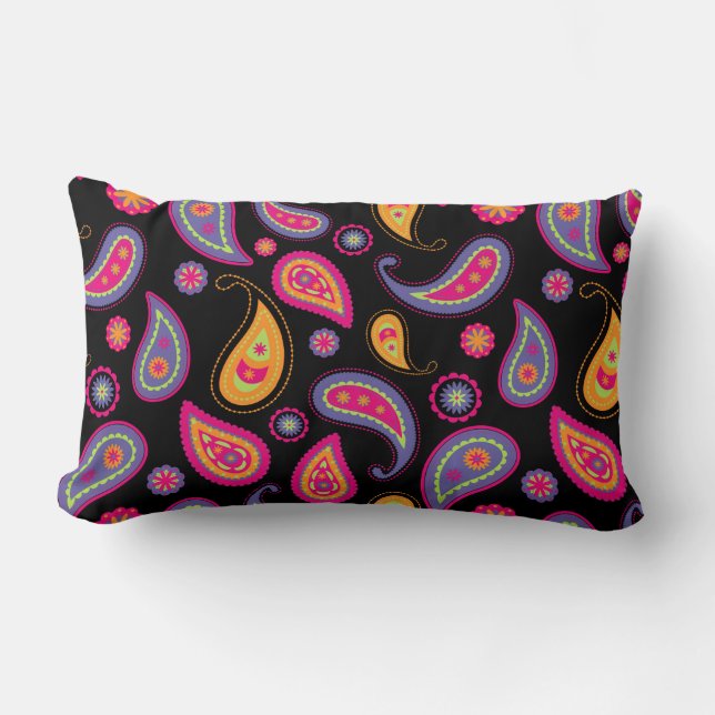 Coussin Rectangle Motif Paisley sans couture coloré (Recto)
