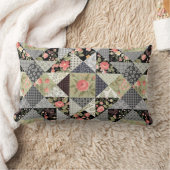 Coussin Rectangle Motif Patchwork Papillons Fleurs Rose de feuillage (Couverture)