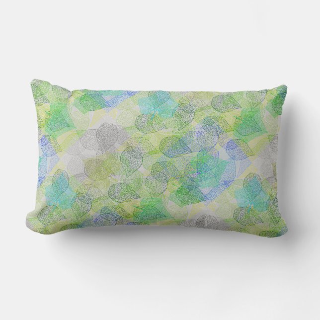 Coussin Rectangle motif plante A02.b Feuille LGrey BG (Recto)