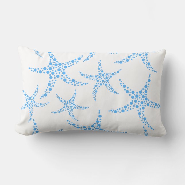 Coussin Rectangle Motif pointillé d'étoiles de mer dans bleu et (Recto)