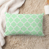Coussin Rectangle Motif Quatrefoil Marocain Blanc Menthe #5 (Couverture)