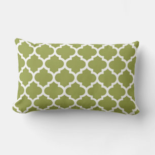 Coussin Rectangle Motif Quatrefoil Marocain Vert Avocat Blanc #5