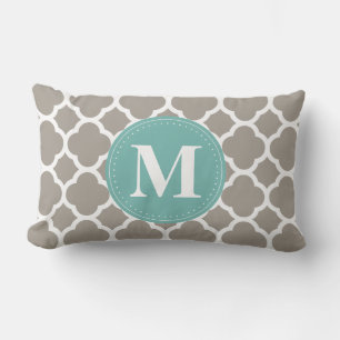 Coussin Rectangle Motif Quatrefoil rose gris foncé