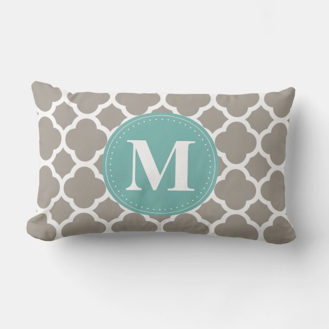 Coussin Rectangle Motif Quatrefoil rose gris foncé (Recto)