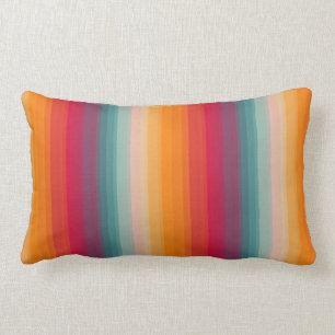 Coussin Rectangle Motif rayé de rétro arc-en-ciel