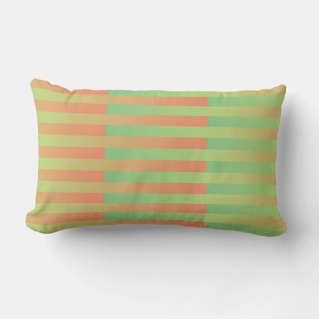 Coussin Rectangle Motif rayé orange vert (Recto)