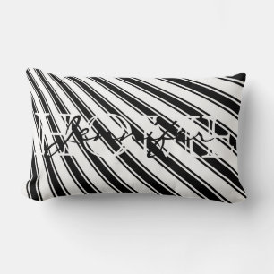 Coussin Rectangle Motif rayure couleur noire Accueil Monogramme