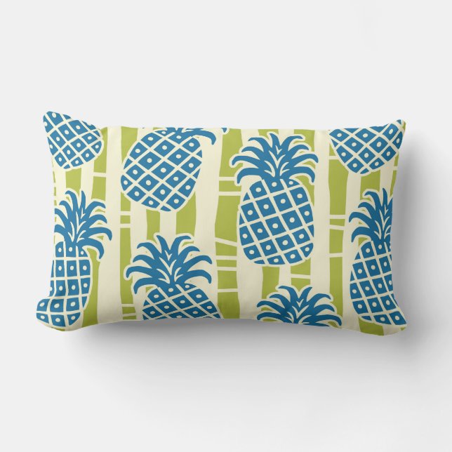 Coussin Rectangle Motif rayures bambou ananas Tiki (Recto)
