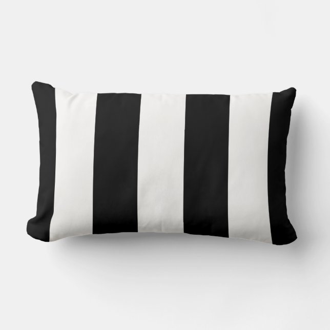 Coussin Rectangle Motif rayures blanches et noires larges et gras mo (Recto)