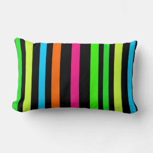 Coussin Rectangle Motif Rayures Néon