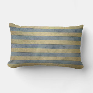 Coussin Rectangle Motif Rayures Or et Gris
