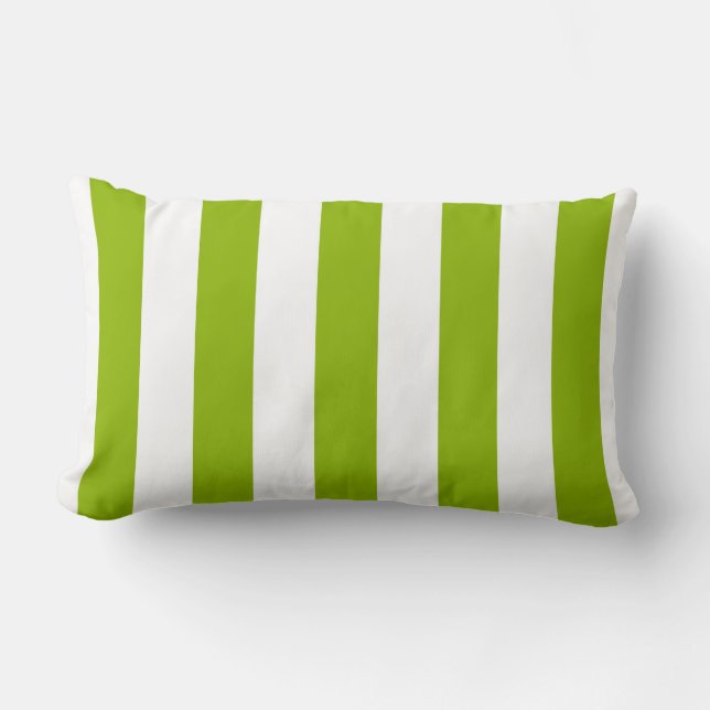 Coussin Rectangle Motif rayures XL blanc et vert pomme (Recto)