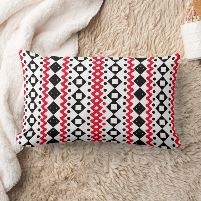 Coussin Rectangle Motif répétitif noir et rouge (Couverture)