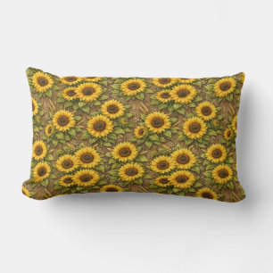 Coussin Rectangle Motif répétitif sans couture de tournesol ensoleil
