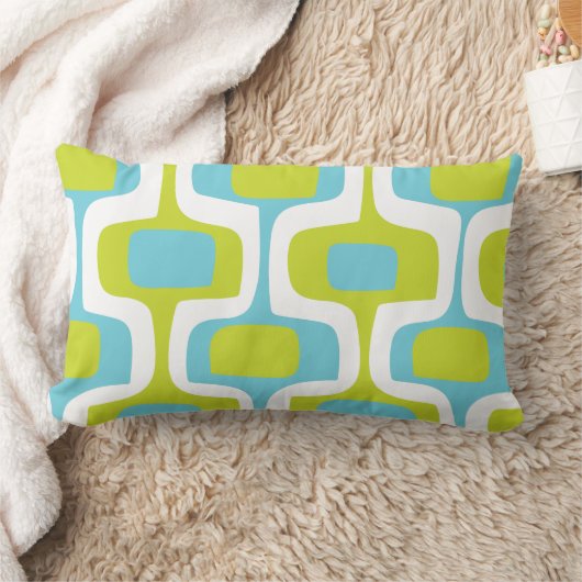 Coussin Rectangle Motif rétro Aqua Chartreuse MCM au milieu du siècl (Couverture)