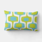 Coussin Rectangle Motif rétro Aqua Chartreuse MCM au milieu du siècl (Verso)