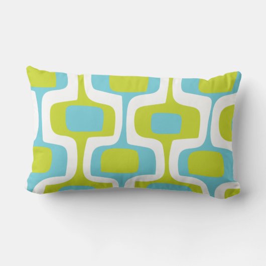 Coussin Rectangle Motif rétro Aqua Chartreuse MCM au milieu du siècl (Verso)