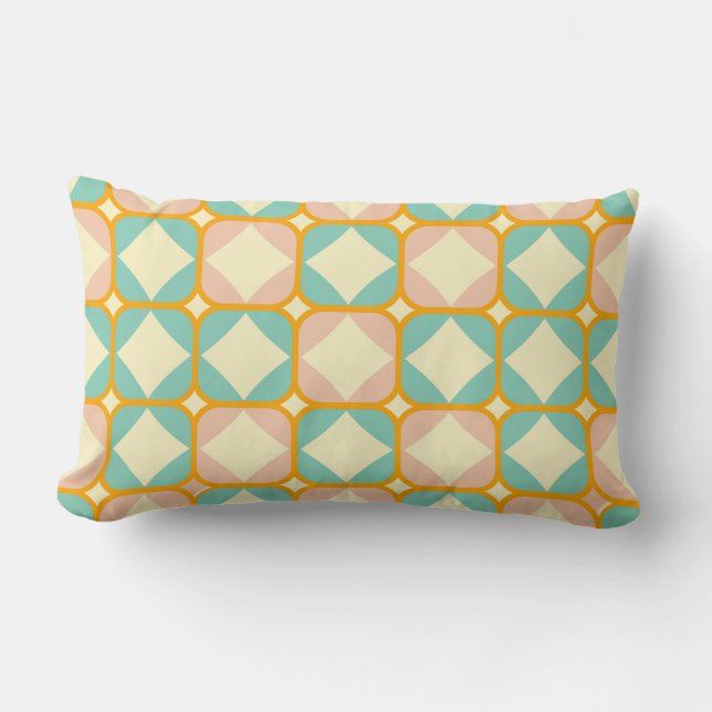 Coussin Rectangle Motif rétro sans couture avec des carrés arrondis (Recto)